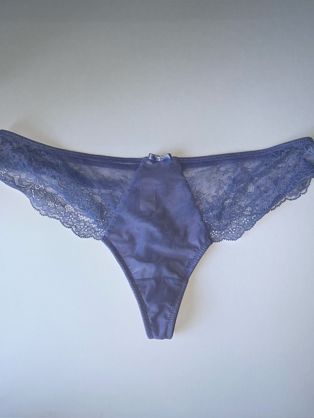 Panache Lace-Trim Thong Panty in Dusty Lavender